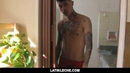 LatinLeche Sexy tatted latin cocksucker hooks up with stranger on camera